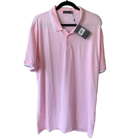 G/FORE | Shirts | Gfore Perforated Golf Polo Striped Blush Pink Mens Xl ...